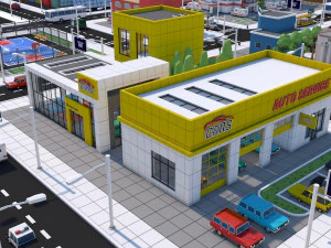 low poly city town pack 3D Model