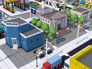 low poly city town pack 3Dモデル