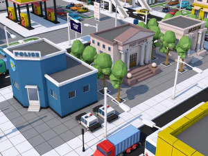 low poly city town pack 3D Model