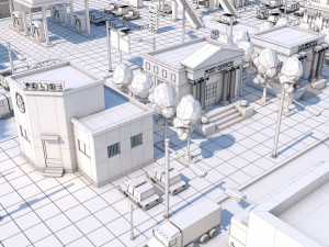 low poly city town pack 3Dモデル