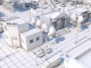 low poly city town pack 3D Model