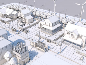 low poly city town pack 3Dモデル