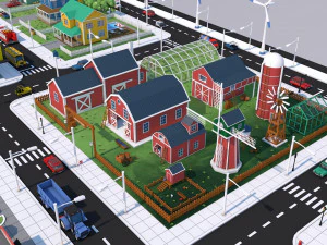low poly city town pack 3D Model