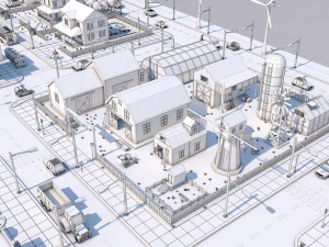low poly city town pack 3D Model