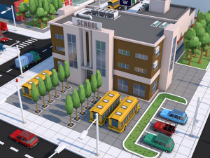 low poly city town pack 3Dモデル