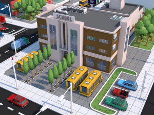 low poly city town pack 3D Model