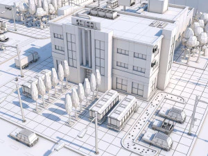 low poly city town pack 3D Model