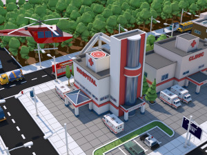 low poly city town pack 3Dモデル