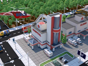 low poly city town pack 3D Model