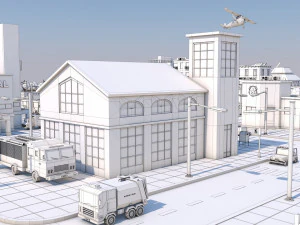 low poly city town pack 3D Model