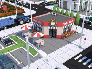 low poly city town pack 3D Model