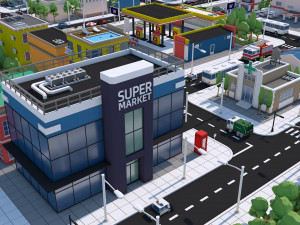 low poly city town pack 3Dモデル