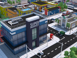 low poly city town pack 3D Model