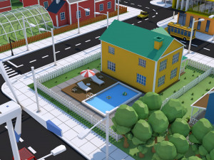 low poly city town pack 3Dモデル