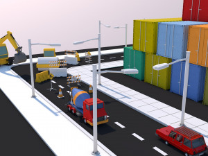 low poly city town pack 3Dモデル