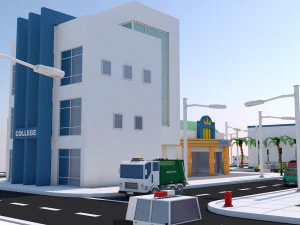 low poly city town pack 3D Model