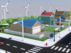 low poly city town pack 3D Model