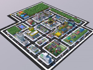low poly city town pack 3Dモデル
