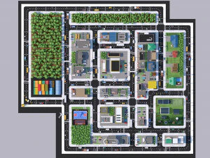 low poly city town pack 3D Model