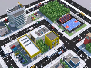 low poly city town pack 3D Model