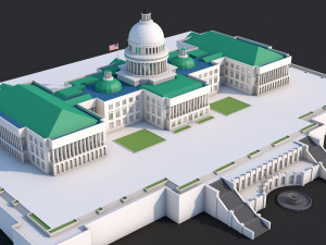 low poly united states capitol hill landmark 3D Model