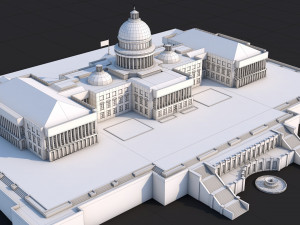 low poly united states capitol hill landmark 3D Model