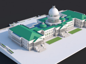 low poly united states capitol hill landmark 3D Model