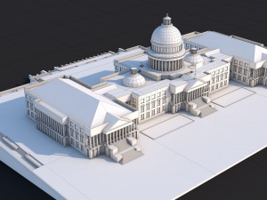 low poly united states capitol hill landmark 3D Model