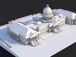 low poly united states capitol hill landmark 3D Model