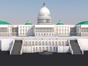low poly united states capitol hill landmark 3D Model