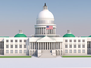 low poly united states capitol hill landmark 3D Model