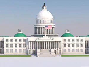 low poly united states capitol hill landmark 3D Model