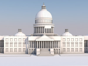 low poly united states capitol hill landmark 3D Model