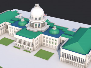 low poly united states capitol hill landmark 3D Model