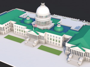 low poly united states capitol hill landmark 3D Model