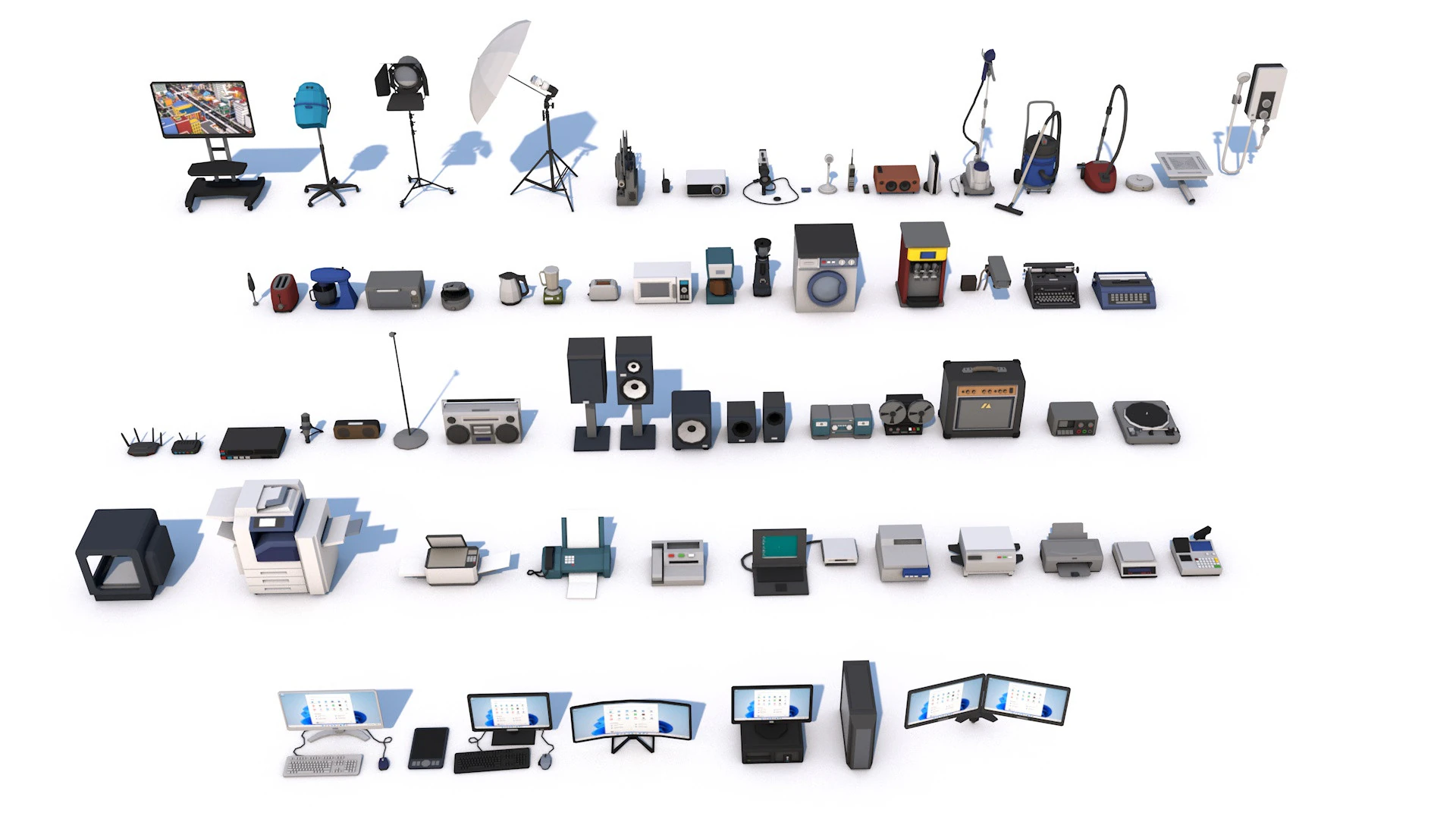 70 Interior Electronic Collection Pack for Game Ready 3D Model .c4d .max .obj .3ds .fbx .stl .blend