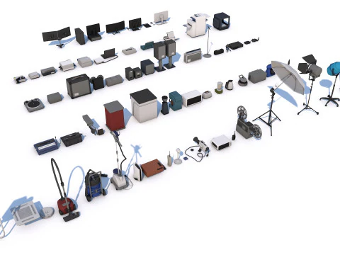 70 Interior Electronic Collection Pack for Game Ready 3D Model