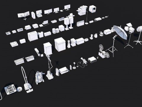 70 Interior Electronic Collection Pack for Game Ready 3D Модель