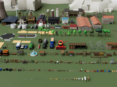 Farm House and Animals Pack for Game Ready 3D Model