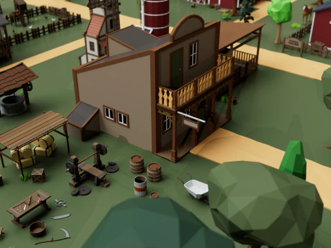 Farm House and Animals Pack for Game Ready 3D Model