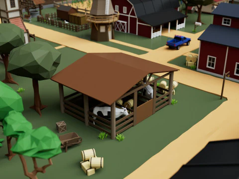 Farm House and Animals Pack for Game Ready 3D Model