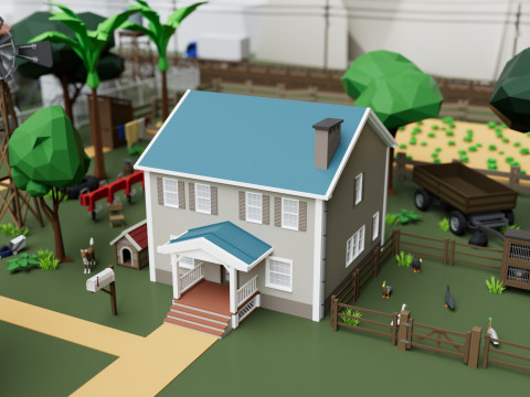 Farm House and Animals Pack for Game Ready 3D Модель