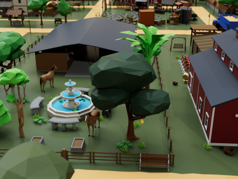 Farm House and Animals Pack for Game Ready 3D Модель