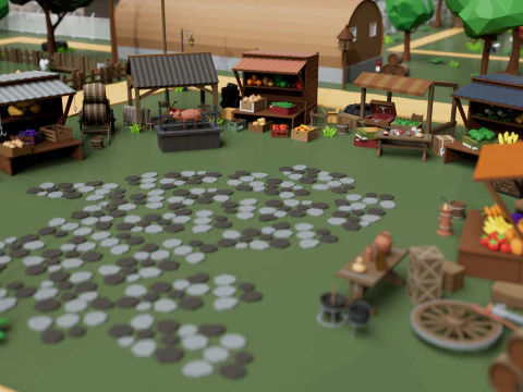 Farm House and Animals Pack for Game Ready 3D Model