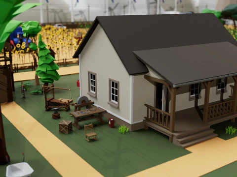 Farm House and Animals Pack for Game Ready 3D Model