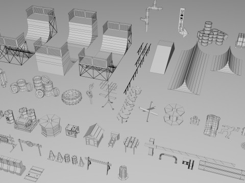 500 Realistic Exterior City Street Props Pack Collection Modelo 3D