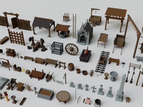 500 Realistic Exterior City Street Props Pack Collection Modelo 3D