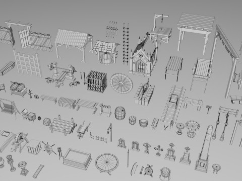500 Realistic Exterior City Street Props Pack Collection Modelo 3D
