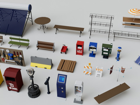 500 Realistic Exterior City Street Props Pack Collection Modelo 3D