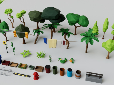 500 Realistic Exterior City Street Props Pack Collection Modelo 3D